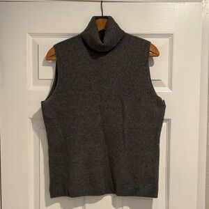 VTG Bloomingdale's 100% Cashmere Sleeveless Ribbed Turtleneck Sweater Gray XL